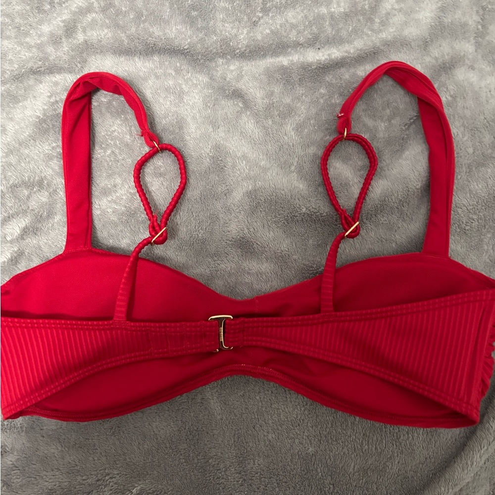 Red Ribbed Bikini Top - Picture 2 of 2